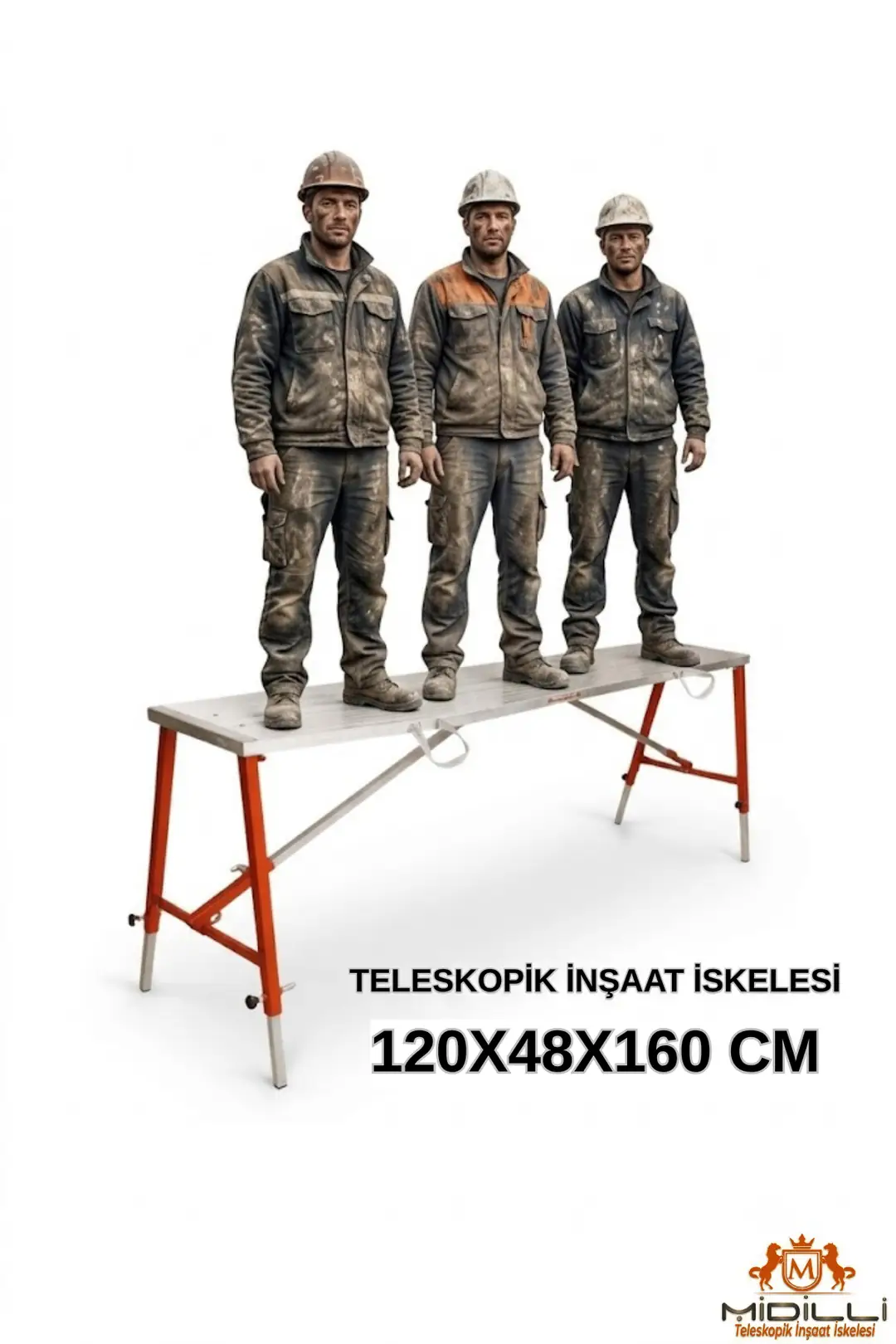 MİDİLLİ Teleskopik İnşaat İskelesi - 48 CM En Serisi (160 CM Uzunluk) - Görsel 10