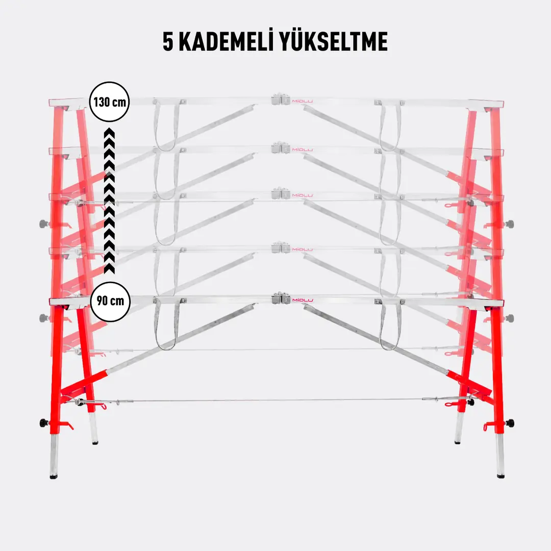 MİDİLLİ Teleskopik İnşaat İskelesi - 48 CM En Serisi (160 CM Uzunluk) - Görsel 4