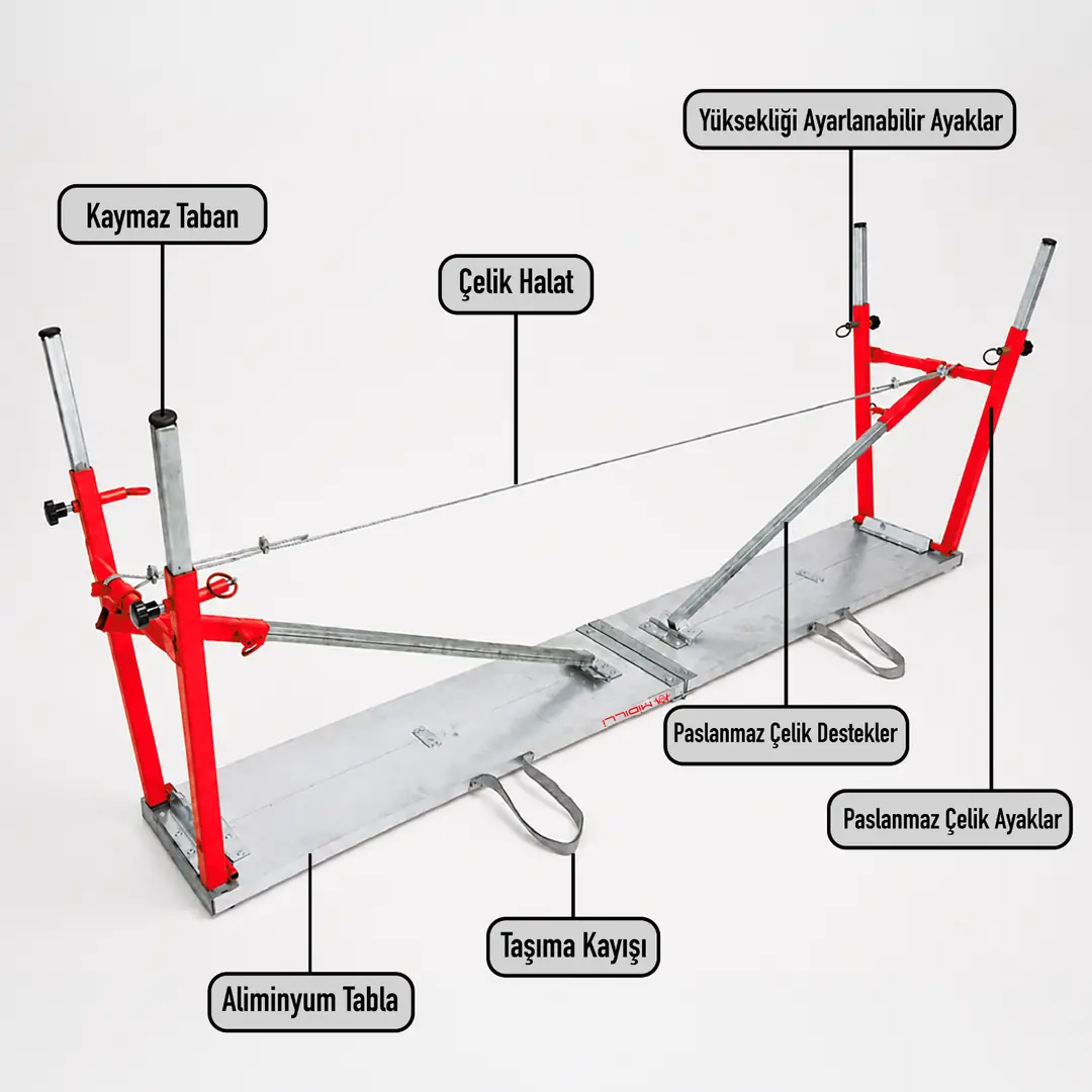 MİDİLLİ Teleskopik İnşaat İskelesi - 24 CM En Serisi (160 CM Uzunluk) - Görsel 3