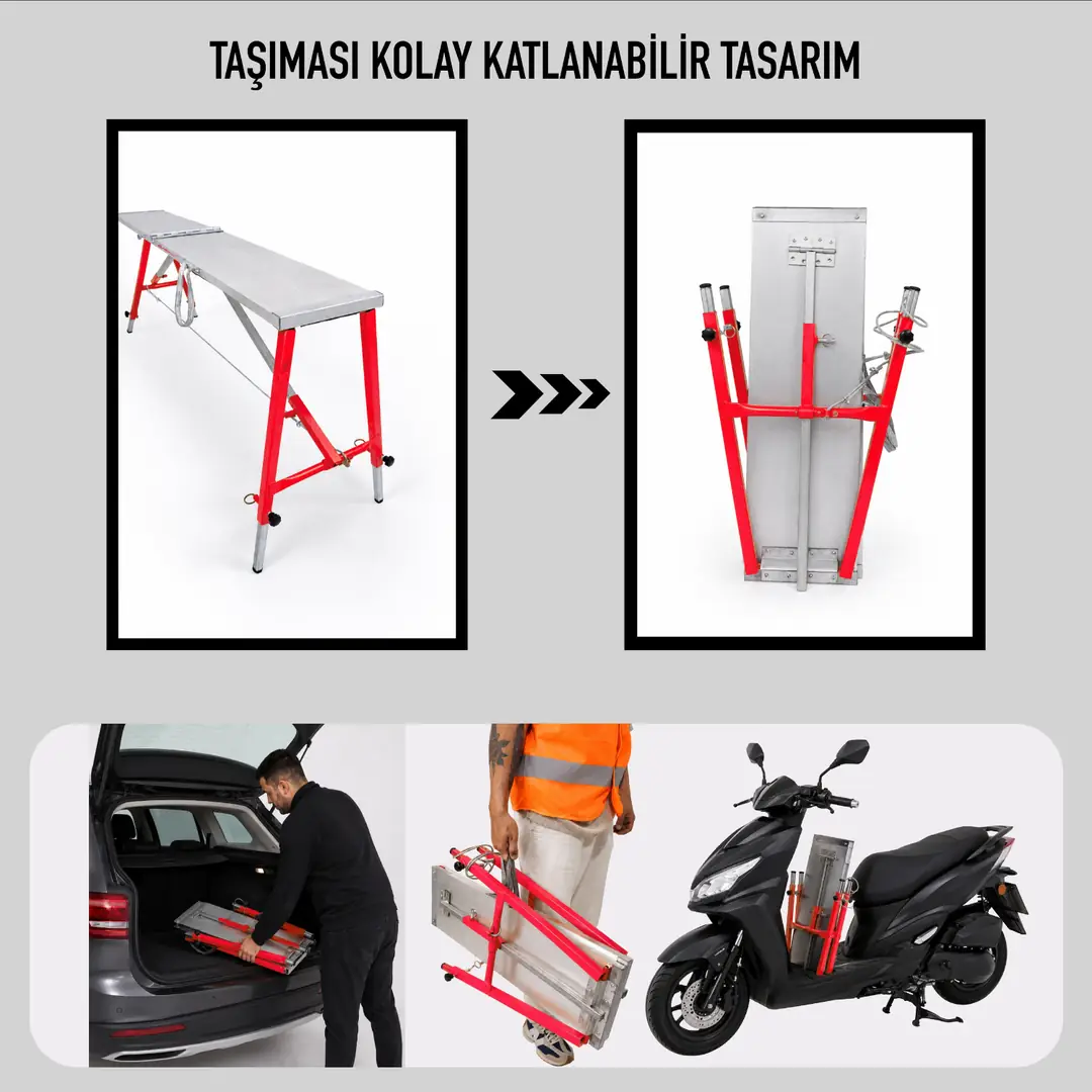 MİDİLLİ Teleskopik İnşaat İskelesi - 36 CM En Serisi (160 CM Uzunluk) - Görsel 6
